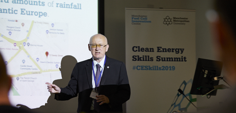 Professor Andy Gibson, Pro-Vice-Chancellor of the Faculty of Science and Engineering, speaking at Manchester Metropolitan University's Clean Energy Skills Conference
