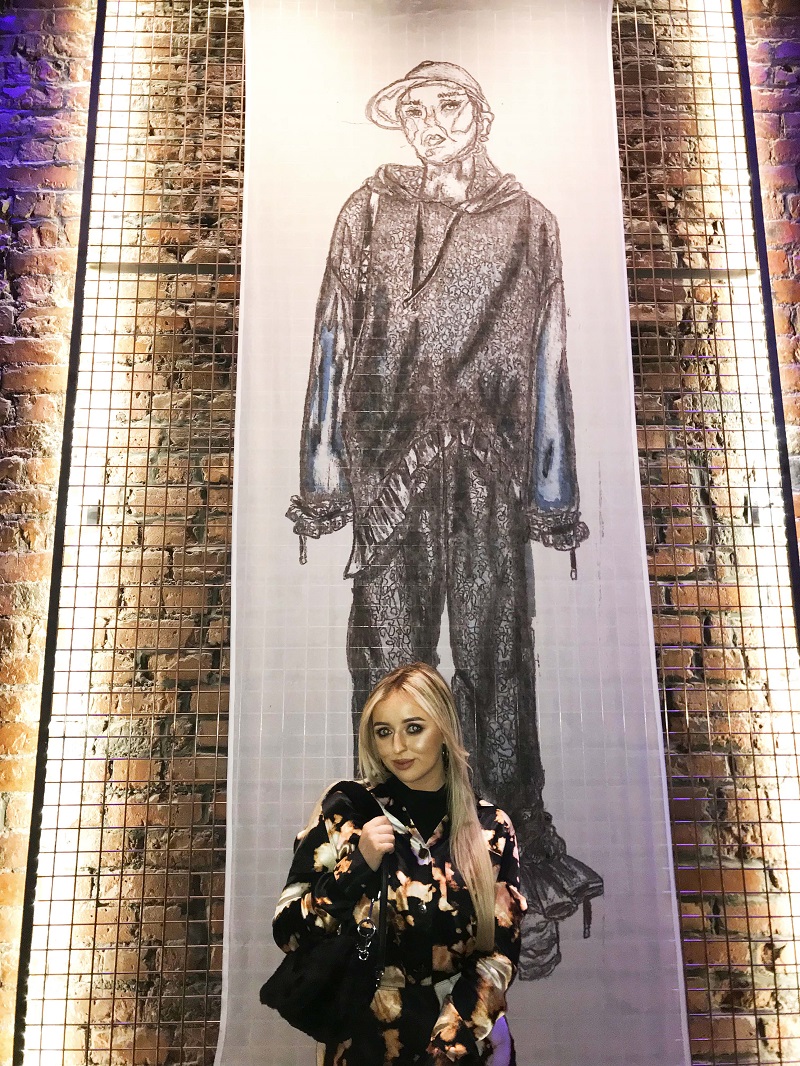 Morgan Allen, Fashion Design and Technology student, with one of her exhibited designs