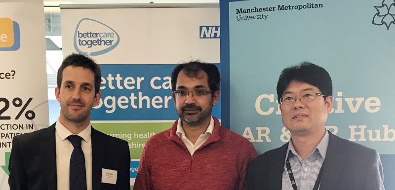  Dr George Dingle, Advice and Guidance Clinical Lead from Bay Health and Care Partners; Dr Farhan Amin, GP and inventor; Dr Timothy Jung, Director of the Creative AR and VR Hub