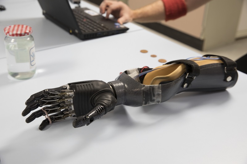 The prosthetic hand simulator built for the study