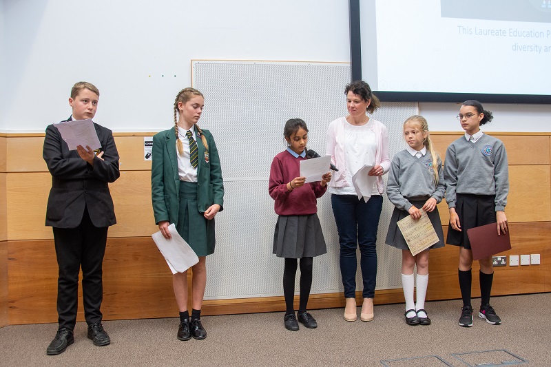 Schoolchildren perform their poetry