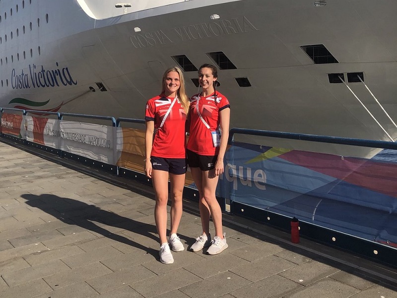 Katie Matts (left) and Chloe Golding (right) at the World University Games in Naples