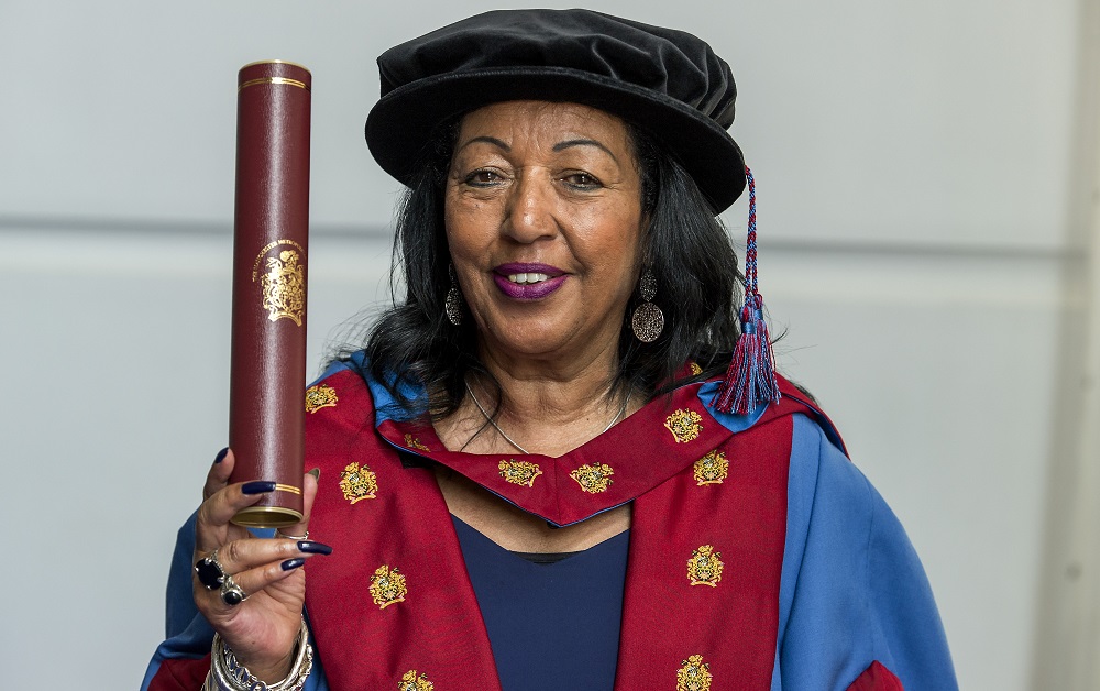 Performance poet SuAndi OBE received an honorary Doctorate of Arts