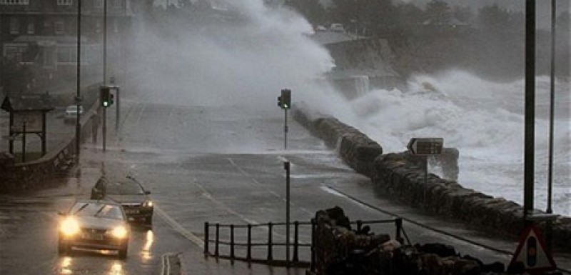 Wind effect on wave overtopping at Livermead sea defences in Torquay. Pic: Torbay Council