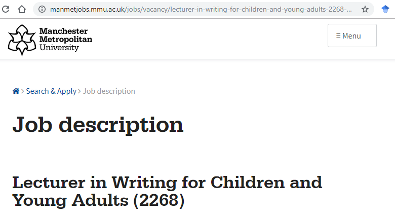 Lecturer in Writing for Children and Young Adults