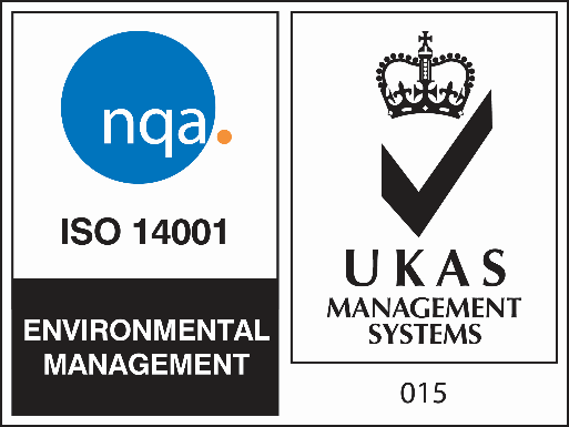 International environmental management standard, ISO 14001:2015 logo.