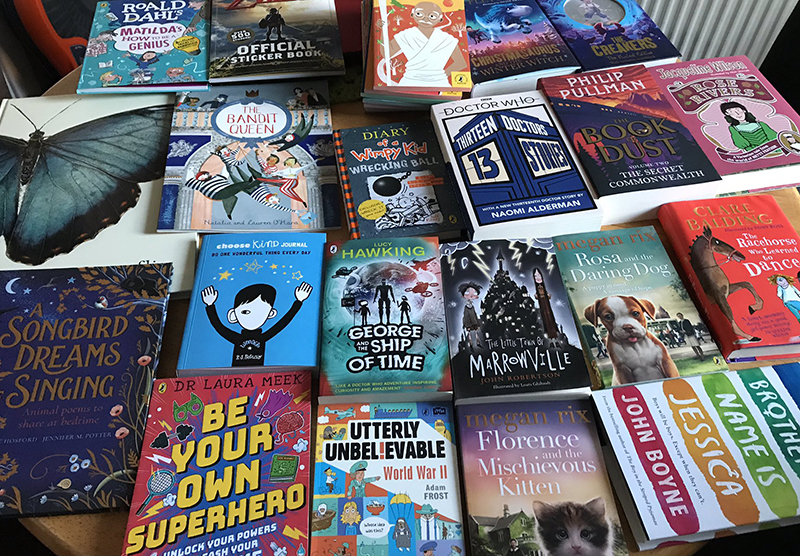 Image showing the books donated by Manchester Children's Book Festival