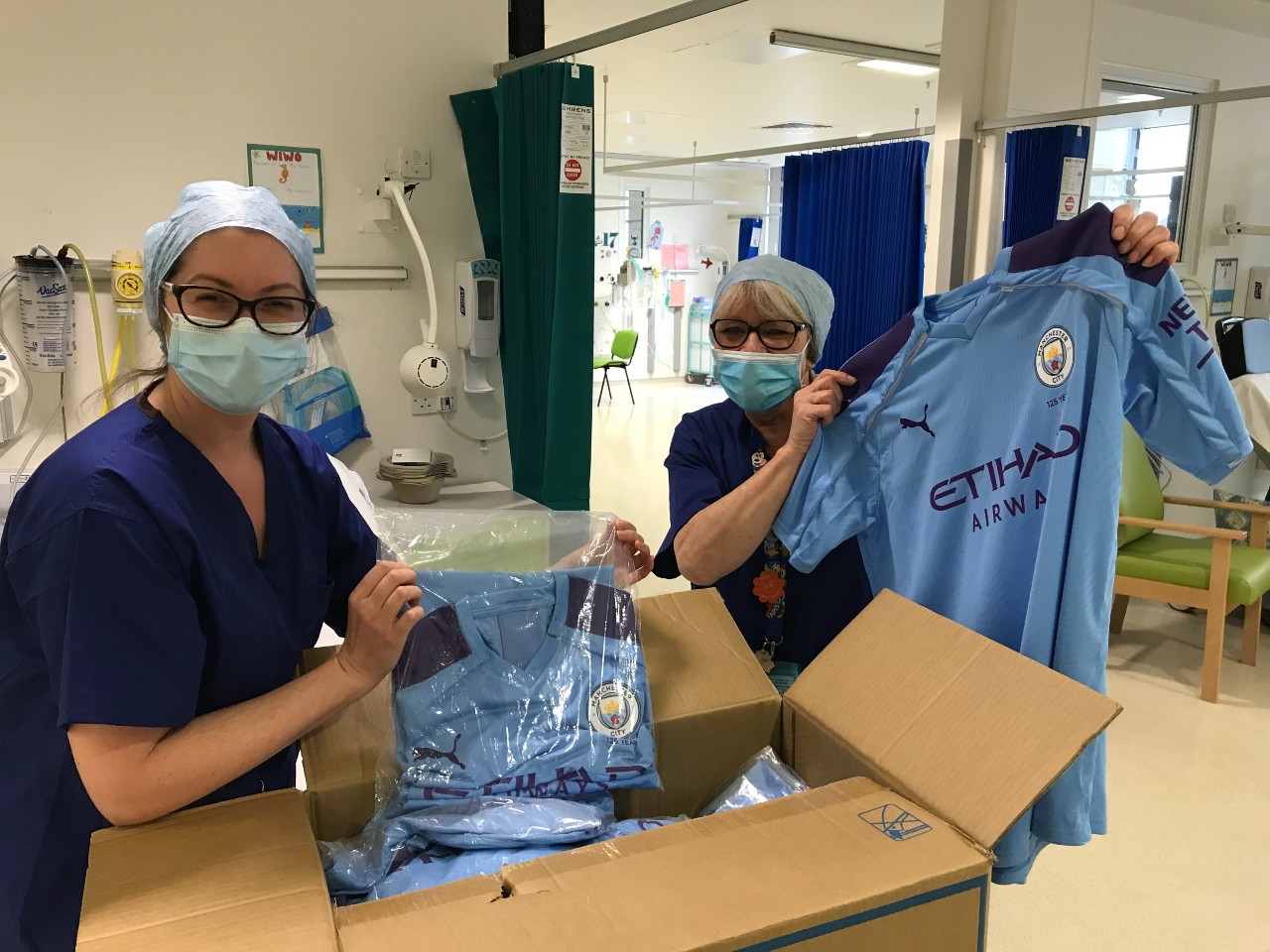 Manchester City kits were turned into hospital gowns by Manchester Fashion Institute staff and students