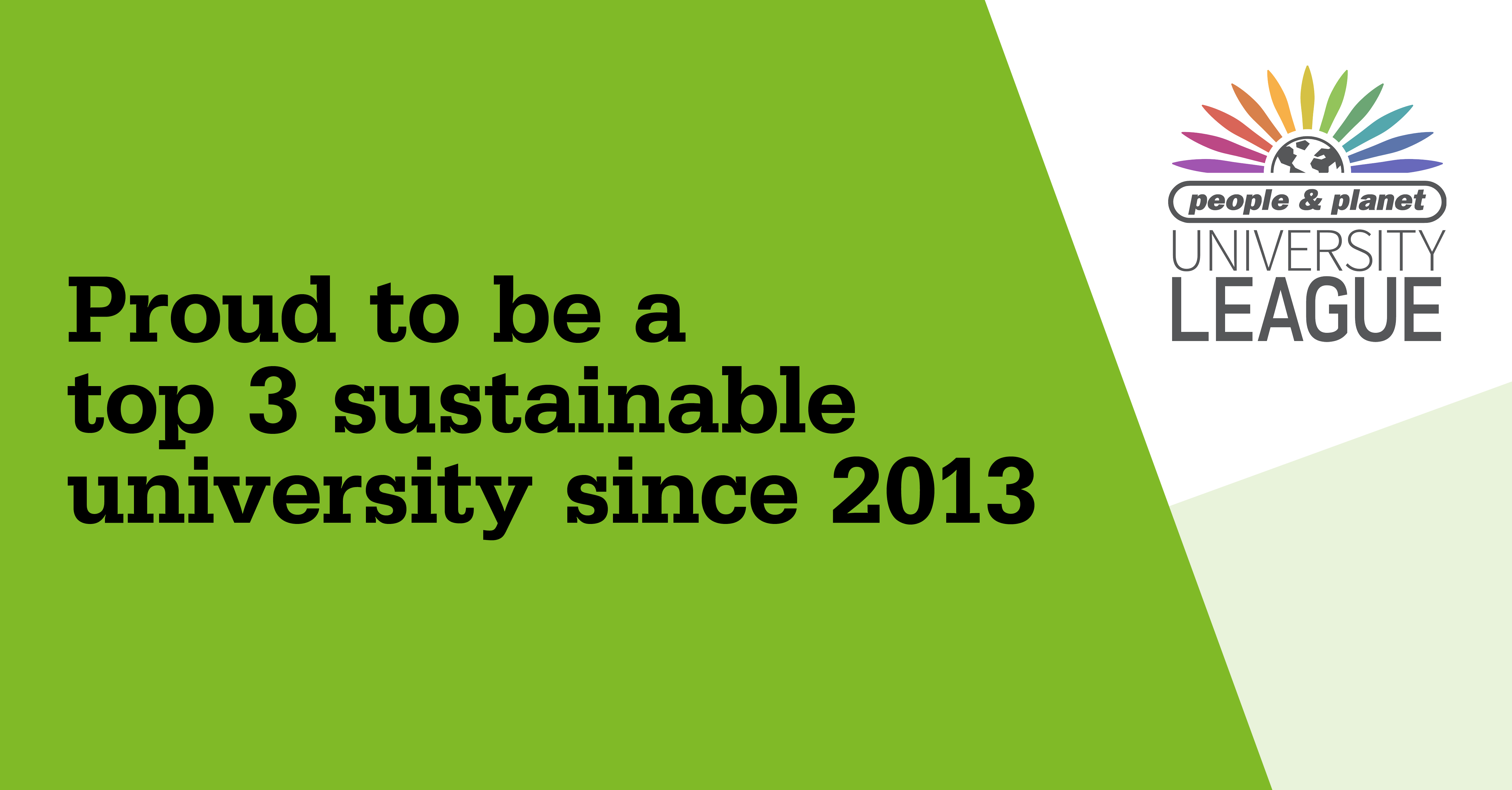 Proud to be a top 3 sustainable university since 2013