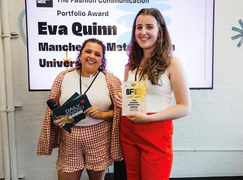 BA (Hons) Fashion Promotion student Eva Quinn (pictured) took home prizes for Fashion Marketing Award & Fashion Communications Portfolio Award, while BA (Hons) Fashion Design and Technology student Simone James scooped the award for Digital Fashion