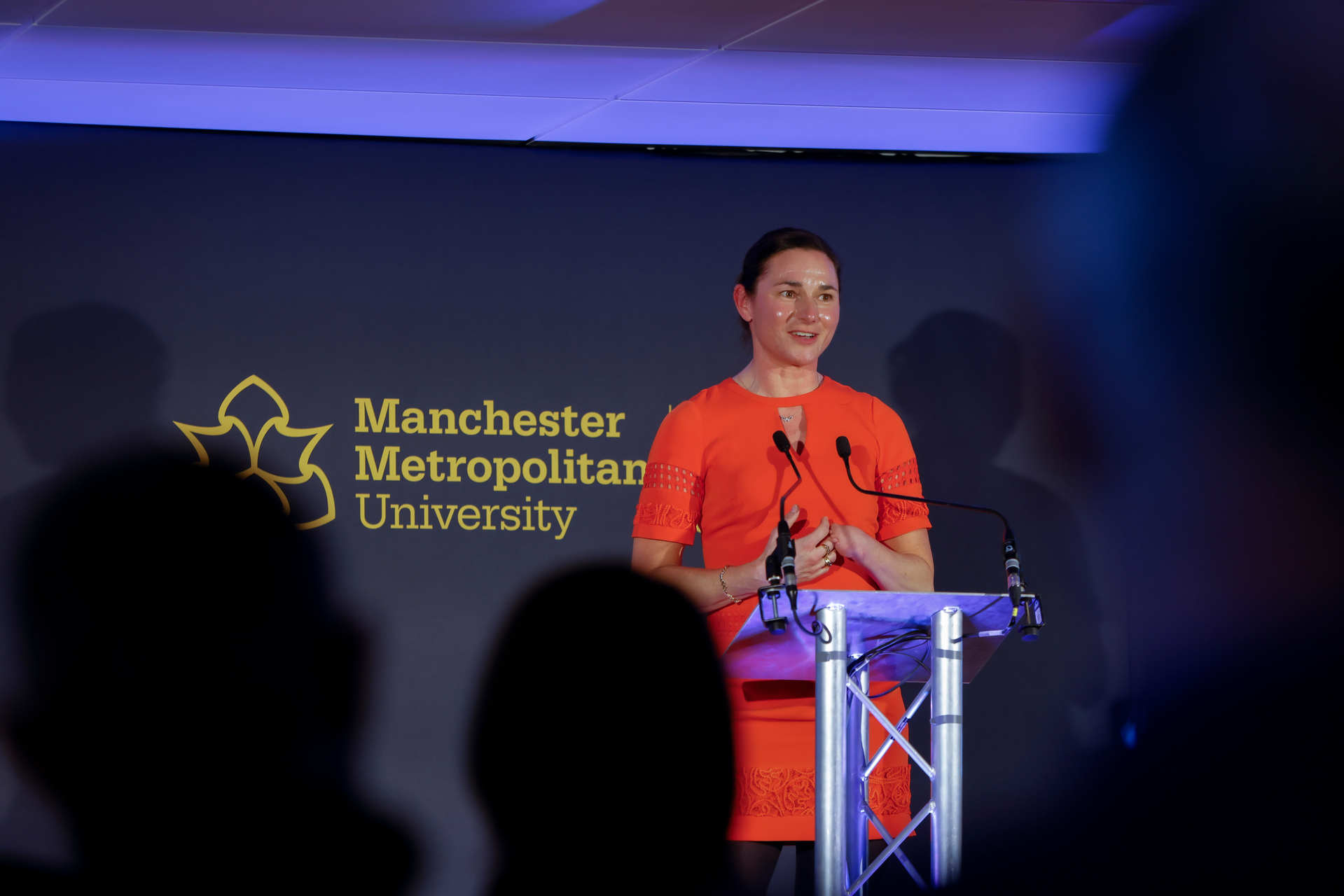 Dame Sarah Storey speaking at the launch of the University's Institute of Sport 