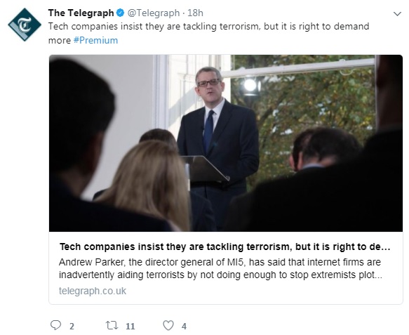 Tweet by The Telegraph