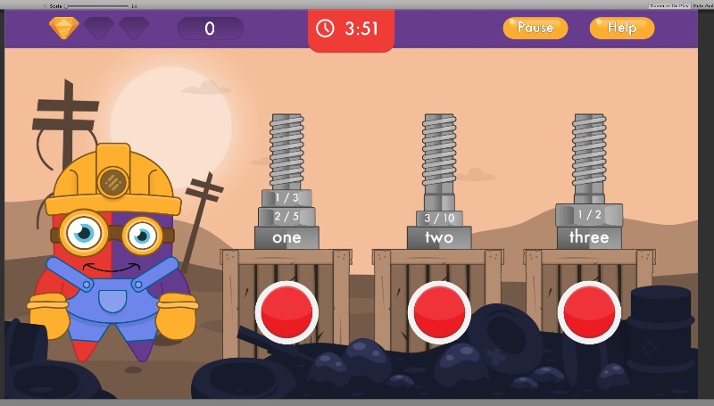 Screenshot from Emile fractions game