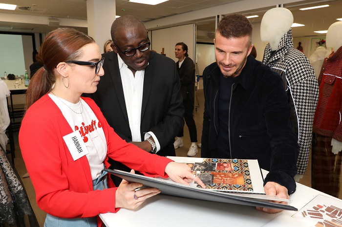 David Beckham and Edward Enninful shown student work