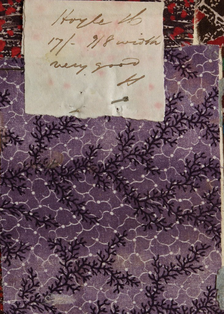 Hoyle's purple print from a pattern book of the late 1830s