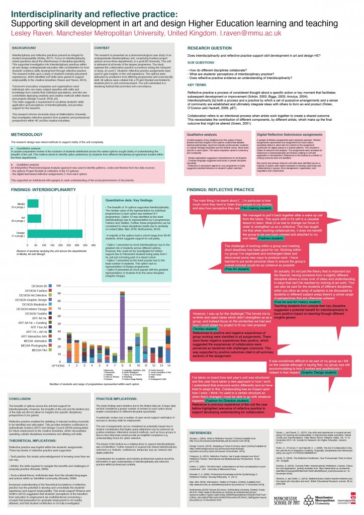 Interdisciplinarity and Reflective Practice: Supporting skill development in art and design higher education